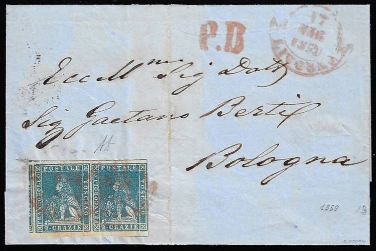 1859 - 2 crazie azzurro, II ... 