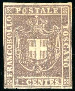 1860 - 1 cent. violetto bruno ... 