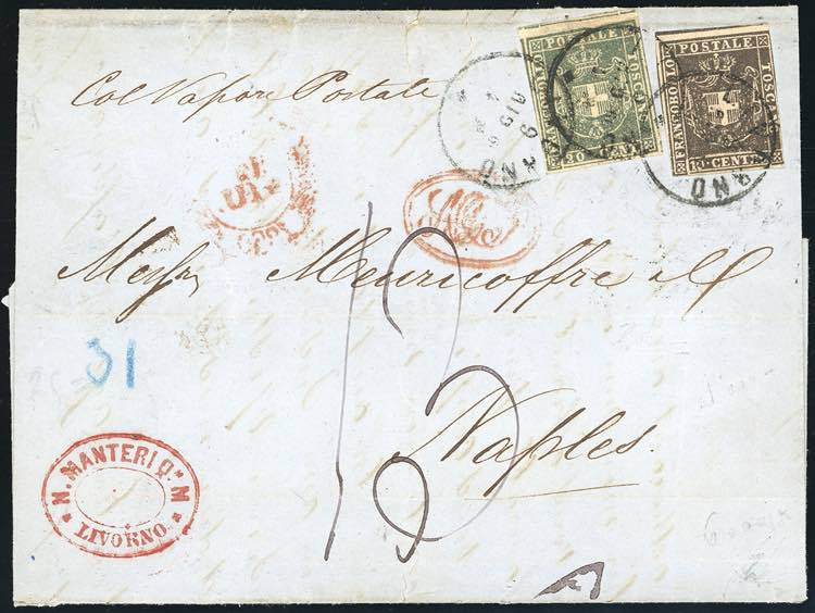 1860 - 10 cent. bruno, riga di ... 