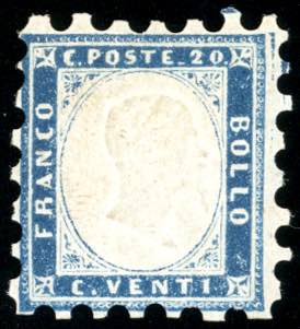 1862 - 20 cent. azzurro, prova di ... 