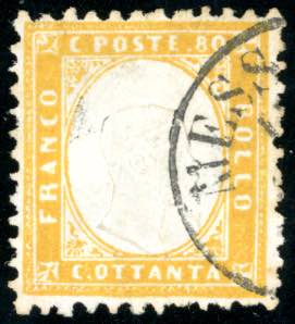 1862 - 80 cent. giallo arancio ... 