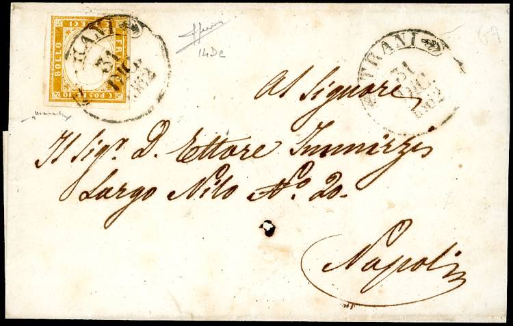 1862 - 10 cent. arancio ocra IV ... 