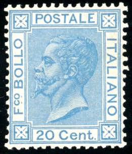 1867 - 20 cent. azzurro, tiratura ... 