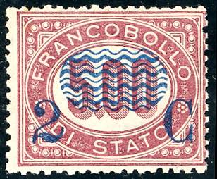 1878 - 2 cent. su 5 lire Servizio ... 