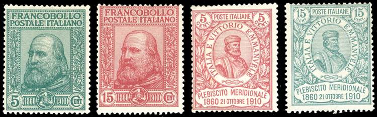 1910 - Garibaldi (87/90), gomma ... 