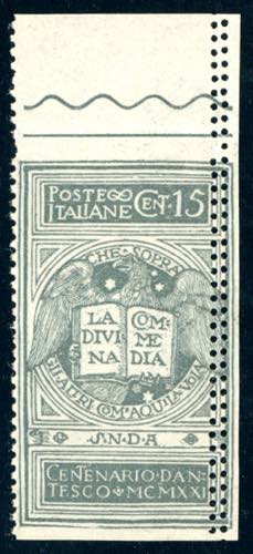 1921 - 15 cent. grigio Dante, non ... 