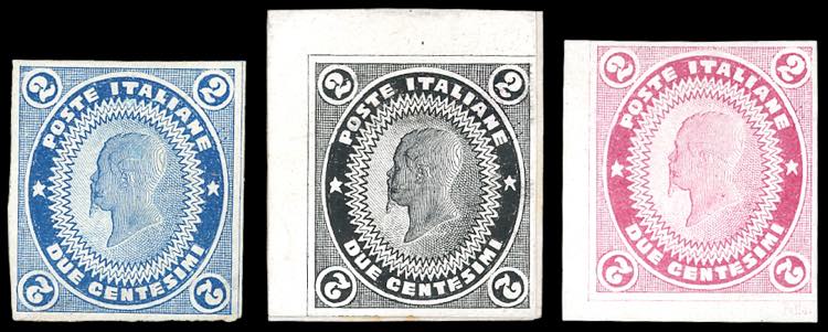 1862 - 2 cent. saggio Pellas, tre ... 