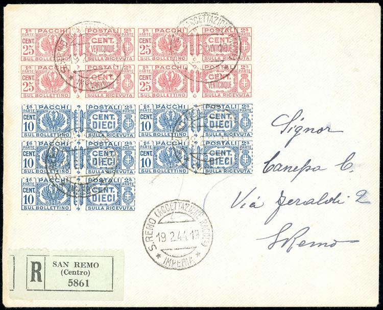 1944 - 10 cent., blocco di cinque, ... 