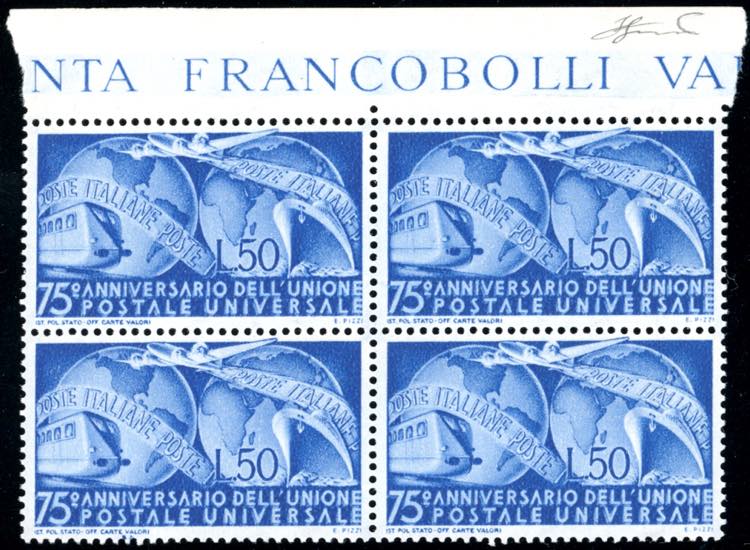 1949 - 50 lire UPU (599), blocco ... 