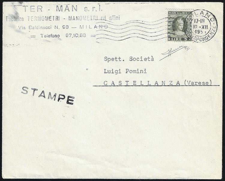 1951 - 5 lire marca da bollo, ... 