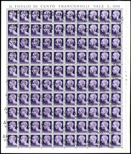 1945 - 1 lira, soprastampa obliqua ... 