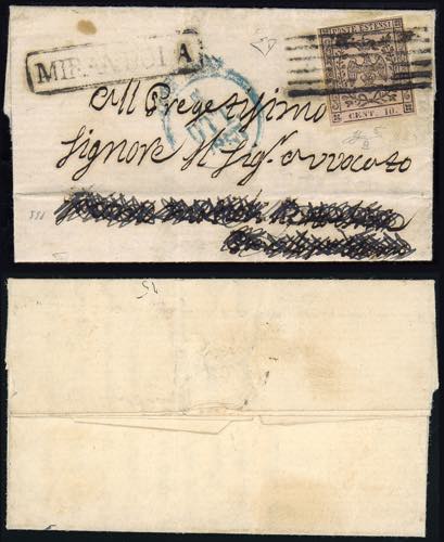 1857 - 10 cent. rosa, punto dopo ... 