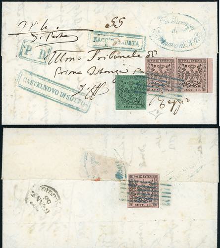 1858 - 10 cent. rosa, coppia ... 