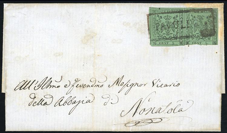 1859 - 5 cent. verde, punto dopo ... 