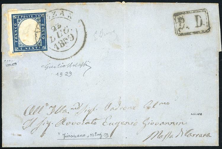 1859 - 20 cent. azzurro scuro ... 