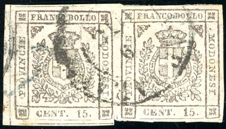 1859 - 15 cent. bruno (13), coppia ... 