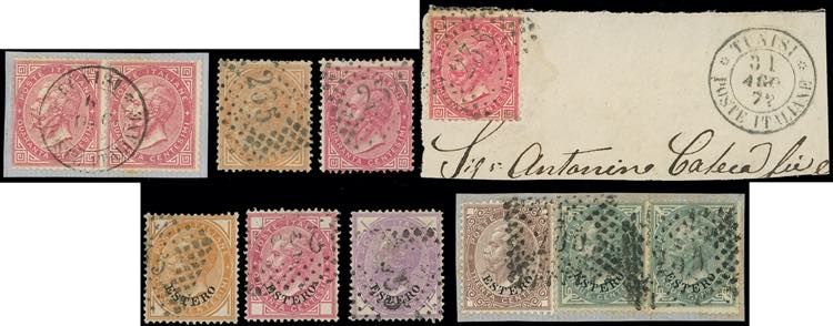TUNISI 1866/74 - Tre francobolli ... 
