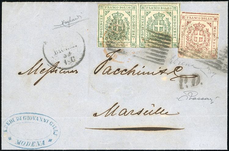 1859 - 40 cent. rosa carminio, 5 ... 