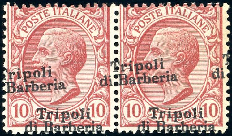 TRIPOLI 1909 - 10 cent., doppia ... 