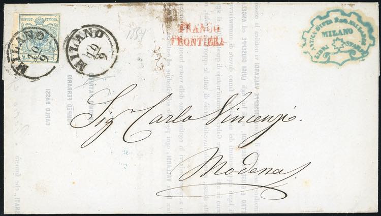 1854 - 45 cent. azzurro ardesia, I ... 