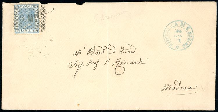 1871 - 20 cent. azzurro (Regno ... 