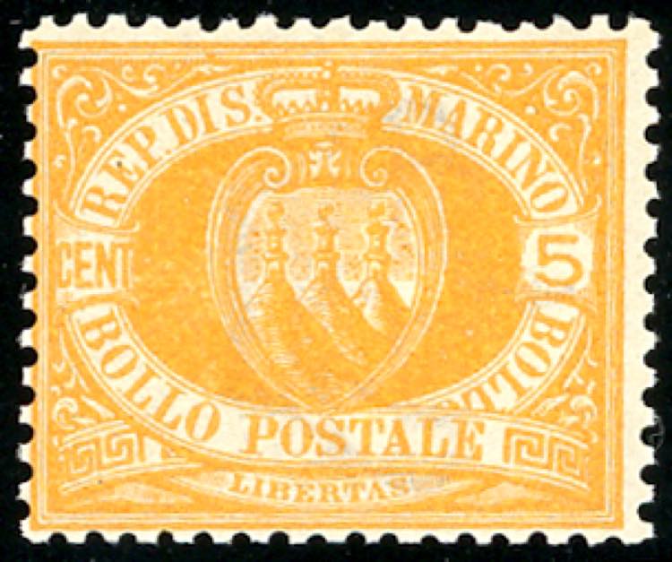 1877 - 5 cent. arancio Stemma ... 