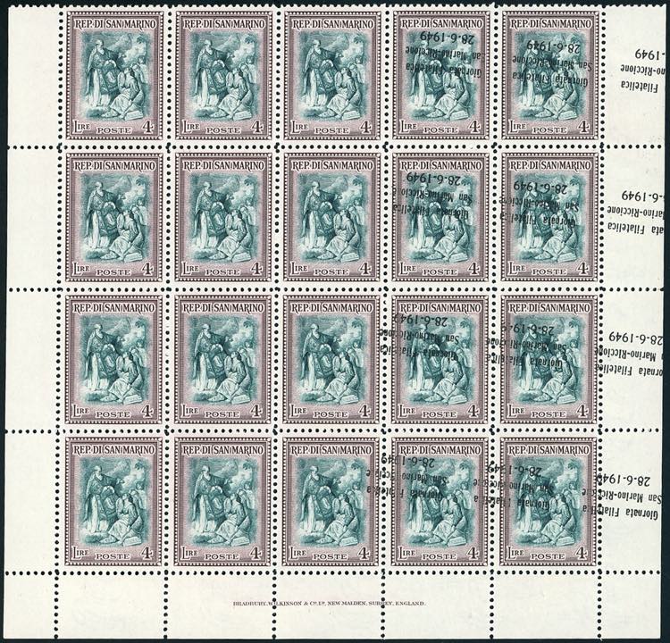 1949 - 4 lire Alberoniana, blocco ... 