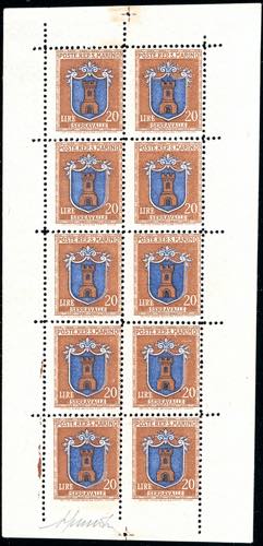 1946 - 20 lire Stemmi, minifoglio, ... 