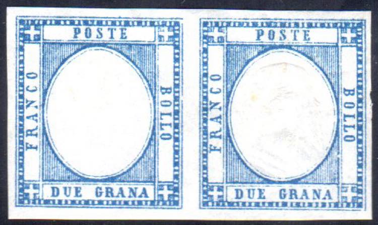 1861 - 2 grana azzurro, coppia ... 