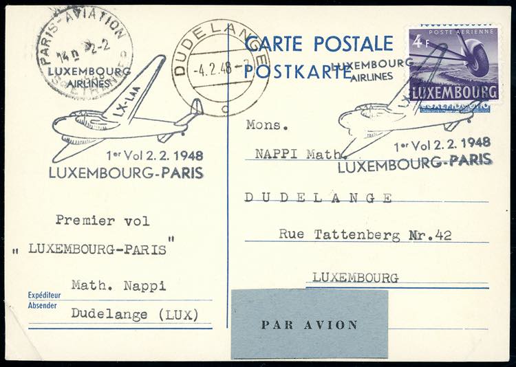 LUSSEMBURGO POSTA AEREA 1948 - 4 ... 