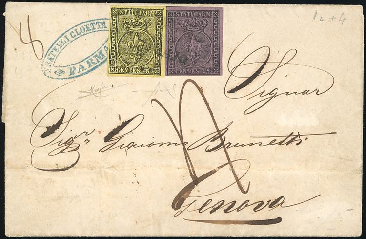 1853 - 25 cent. violetto, 5 cent. ... 