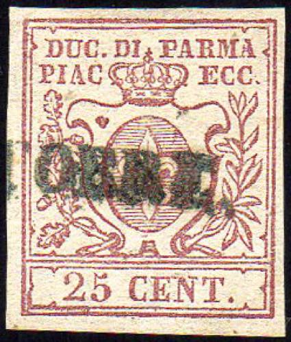 1857 - 25 cent. bruno lilla (10), ... 