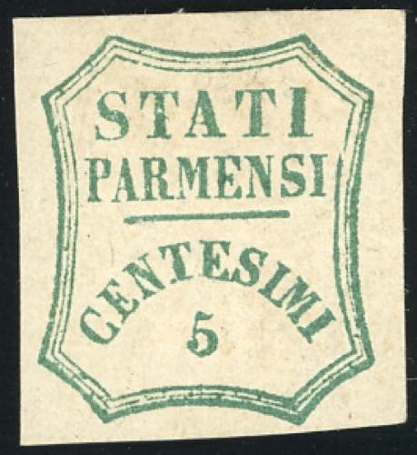 1859 - 5 cent. verde azzurro, I ... 