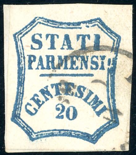 1859 - 20 cent. azzurro scuro ... 