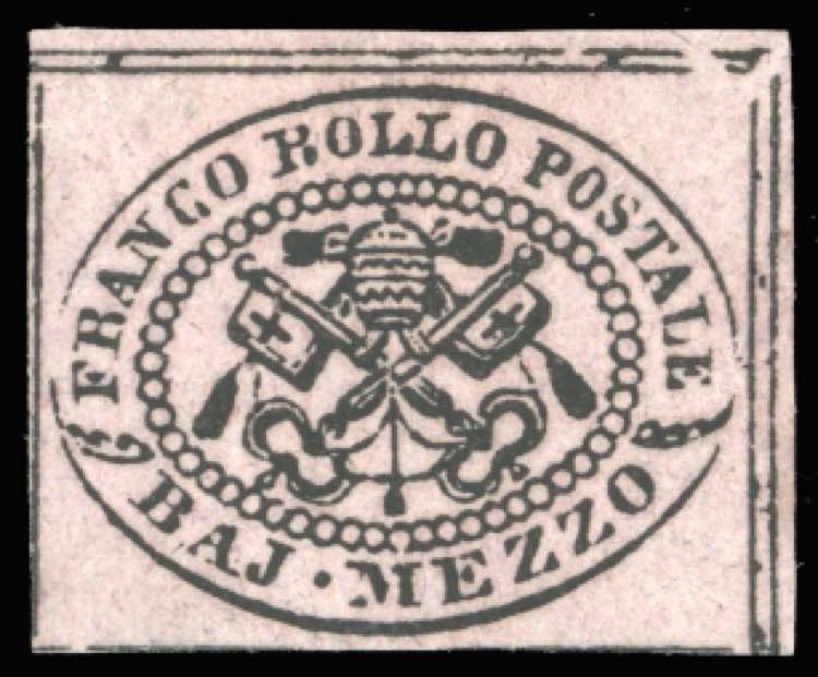 1852 - 1/2 baj lilla rosa (1d), ... 