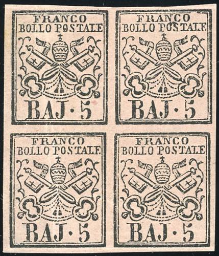 1852 - 5 baj rosa carminio (6A), ... 