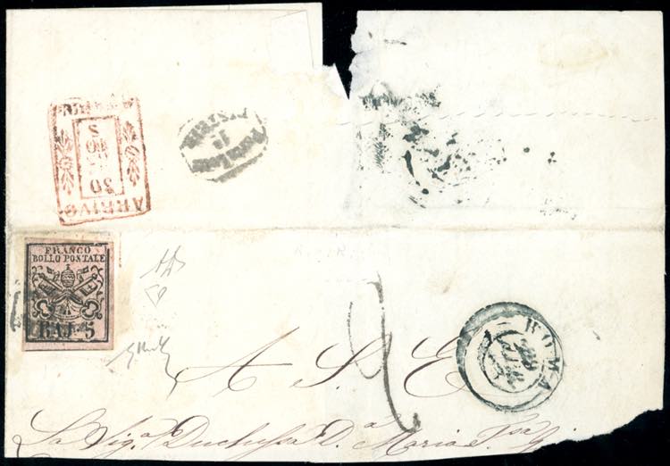 1863 - 5 baj rosa carminio (6A), ... 