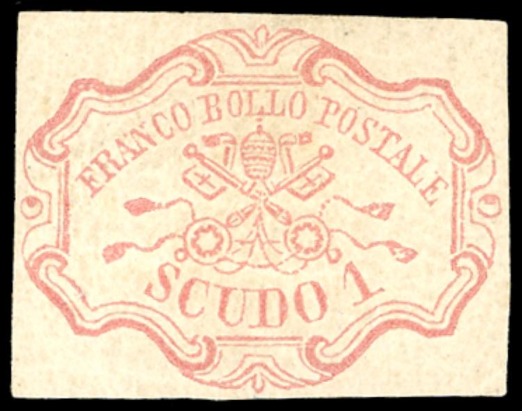 1852 - 1 scudo rosa carminio (11), ... 