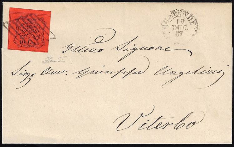 1867 - 10 cent. vermiglio arancio, ... 
