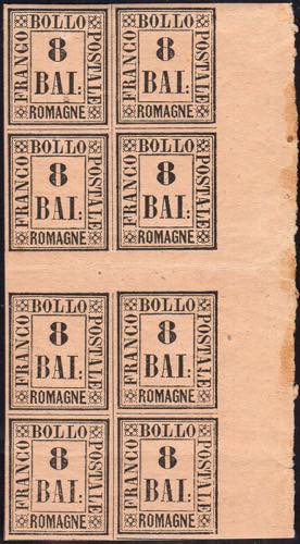 1859 - 8 baj rosa (8), blocco di ... 
