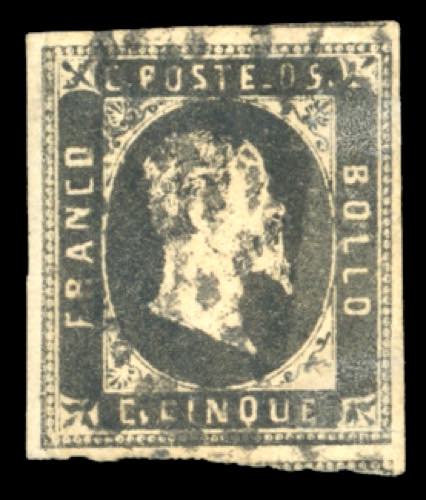 1851 - 5 cent. nero (1), usato, ... 