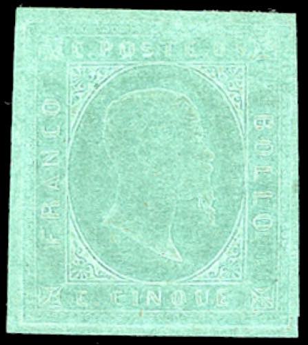 1853 - 5 cent. verde (4), perfetto ... 