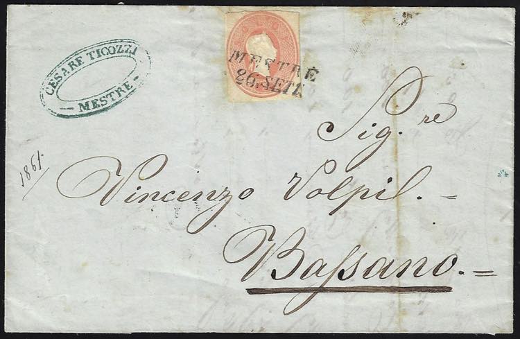 1861 - 5 soldi rosso, ritaglio di ... 
