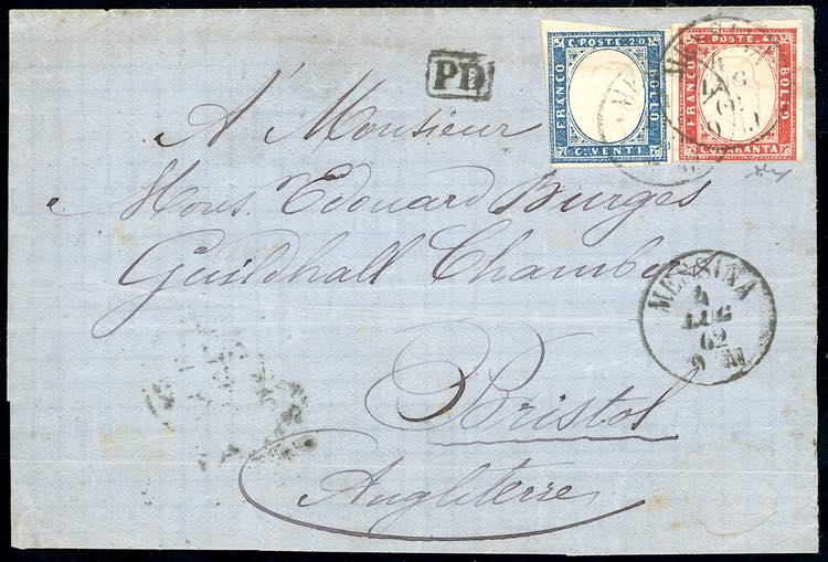 1862 - 20 cent. azzurro oltremare, ... 