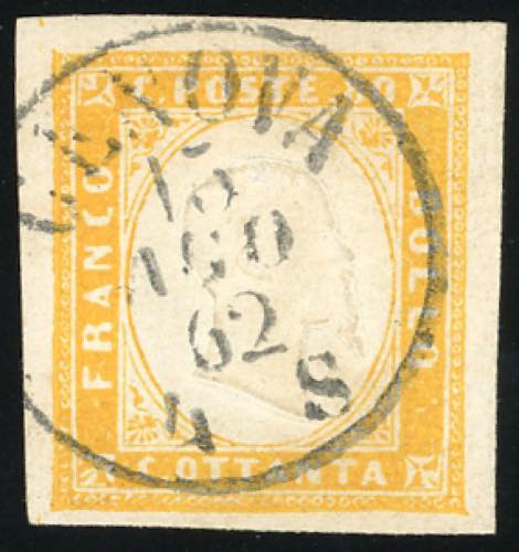 1862 - 80 cent. giallo (17Da), ... 