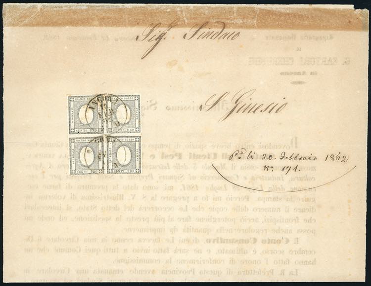 1862 - 1 cent. grigio nero per ... 