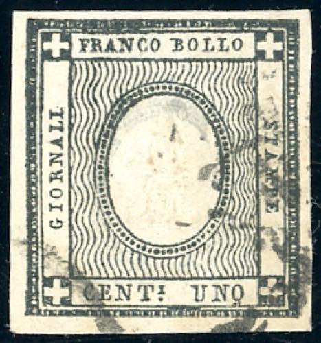 1861 - 1 cent. nero verdastro per ... 