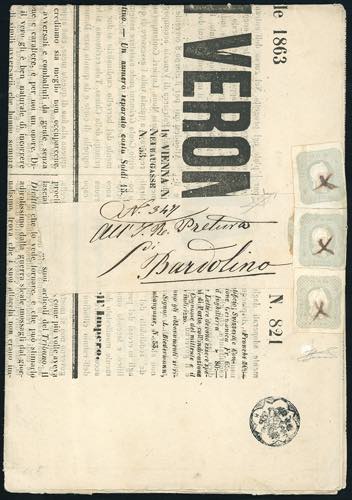 1863 - 1,05 su grigio (10e), tre ... 