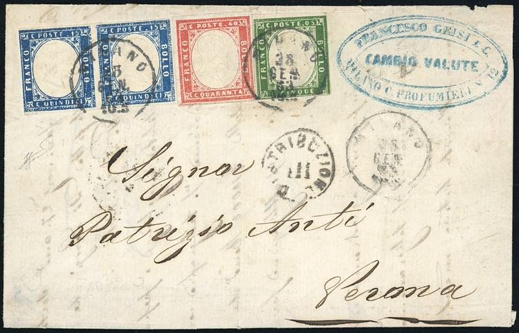 1863 - 15 cent. azzurro tipo ... 