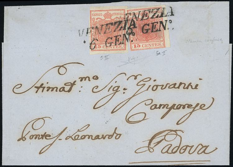1851 - 15 cent. rosa, II tipo, II ... 